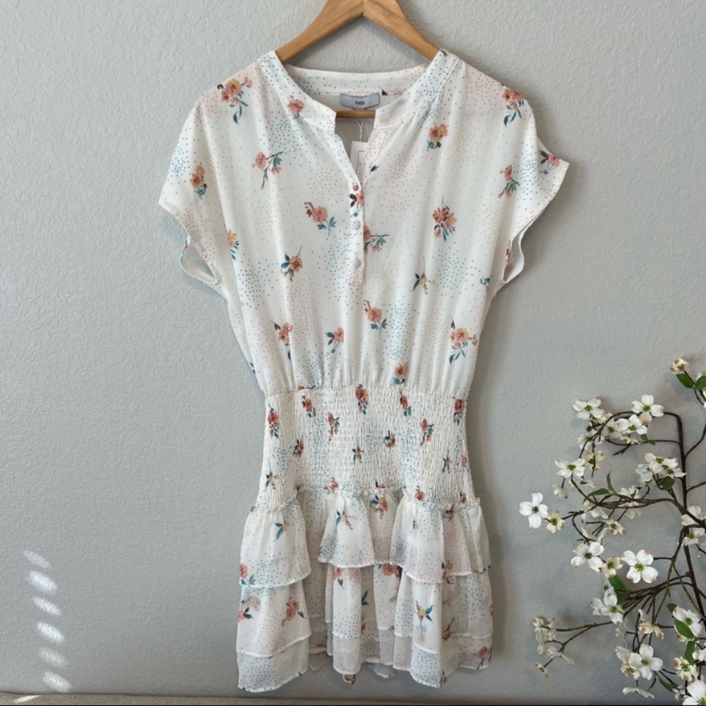 Fate Smocked Ruffle Flower Dress S